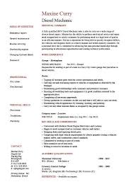 Diesel Mechanic Resume Example Sample Vehicles Cars Repair Employment Jobs