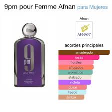 Afnan 9pm pour Femme Eau de Parfum 100 ml 9pm pour Femme de Afnan es una  fragancia de la familia olfativa Oriental Floral para Mujeres. Esta  fragrancia es nueva. 9pm pour Femme