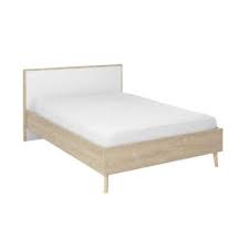 Achat tete de lit 160 avec chevet integre à prix discount. Lit Adulte Cadre Tete De Lit 160 200 Cm Chene Blond Blanc Esmey 160 X 200 Vente De Tousmesmeubles Conforama
