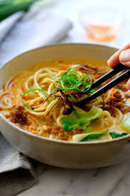 Vegan Ramen In A Creamy Sesame Broth And Topped With Bok Choy Tofu And Green Onions Vegan Asian Recipes Vegan Ramen Recipes Vegan Ramen