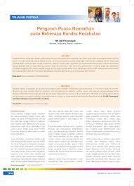 Pdf Pengaruh Puasa Ramadhan Pada Beberapa Kondisi Kesehatan