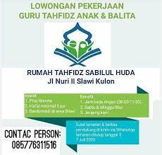 Lowongan kerja part time kerja sabtu, minggu di jakarta, part time kerja sabtu, minggu jobs in jakarta. Lowongan Kerja Rumah Tahfidz Sabilul Huda Tegal Juli 2020