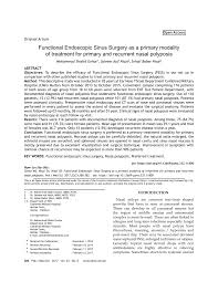 The treatment goal for nasal polyps is to reduce their size or eliminate them. Pdf Functional Endoscopic Sinus Surgery As A Primary Modality Of Treatment For Primary And Recurrent Nasal Polyposis