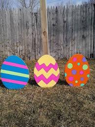 Easter Eggs Outdoor Wood Yard Art Lawn Decoration Easter Yard Art Wood Yard Art Easter Decorations Outdoor