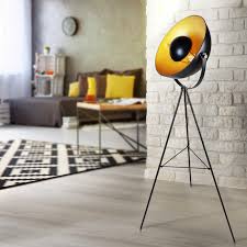 Stehleuchte Tripod Antik Schwarz Gold Stehlampe Standlampe