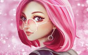 The best quality and size only with us! Cute Girl Pink Hair Sunglasses Anime Design Preview 10wallpaper Com