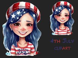 Patriotic Girl, 4th of July Clipart, USA Independence Day, Patriotic  Clipart, Sublimation, Planner Stickers, Instant Download, PNG