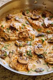 One Skillet Chicken With Garlicky Mushroom Cream Sauce Recipe Little Spice Jar Chicken Skillet Recipes Recipes Chicken Recipes