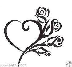 Cute Heart With Roses Vinyl Decal Sticker Car Truck Laptop Tribal Heart Tattoos Heart Tattoo Designs Simple Heart Tattoos