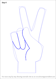 Drawing of hand in black line art two finger number 2 peace. Learn How To Draw Peace Sign Hand Symbols Step By Step Drawing Tutorials