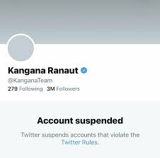 The twitter account of bollywood actress kangana ranaut has been permanently suspended by twitter today. Ebtv1p7qt Yd5m