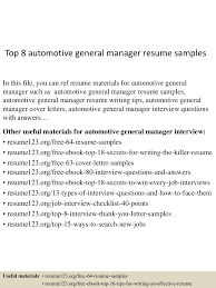 New parts manager resume atclgrain. Top 8 Automotive General Manager Resume Samples