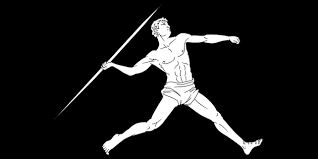 In addition to the javelin, the pentathlon also included running, wrestling, discus throwing and jumps. Ancient Greek Javelin Throwing Black And White Rgb Ver 1 Illustration