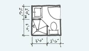 An ideal size for a standard shower is 3 feet by 5 feet, but they can be as small as 32 by 32 inches. Common Bathroom Floor Plans Rules Of Thumb For Layout Board Vellum