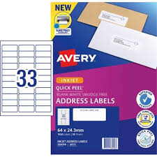 3) please print on a plain paper first and trace over labels to make sure the labels are aligned well. Avery Quick Peel Address Inkjet Labels J8157 33 Per Sheet 50 Sheets Officemax Nz