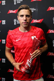 Jan bednarek, bartosz bereszynski, pawel dawidowicz, kamil glik, michal helik, tomasz kedziora, kamil piatkowski, tymoteusz puchacz, maciej rybus. Jan Bednarek Of Poland Pose With His Man Of Match Trophy The 2018 Fifa World Cup Russia Group H Match Between Japan And Poland At Vol Fifa Match Fifa World Cup