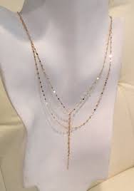 Solid 14k Gold Lariat Necklace Delicate Gold Y Necklace Double Chain Double Strand With Tassel Lariat Necklace Gold Lariat Necklace Necklace