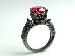 Black And Red Rings For Her Black Gold Ring Women Red Ruby Emerald Zirconia Wedding Engagement Anniversary Promise Rings Goth Black Gold Ring Black Gold Ring Women Gothic Engagement Ring