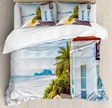 Our duvet covers, available in both natural fiber cotton and soft, premium microfiber, allow you to fall asleep beneath your favorite design. Ocean Duvet Cover Set With Pillow Shams Tropic Hawaiian Palms Print Duvet Covers Bedding Sets Patterer Home Garden