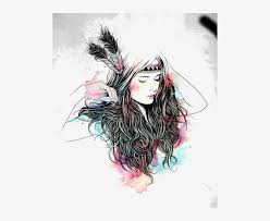 Shop for indian headdress wall art from the world's greatest living artists. Native American Girl Drawing With Water Color In It Indian Woman Stainless Steel Travel Mug Png Image Transparent Png Free Download On Seekpng