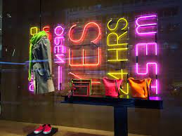 Step Into The Window Neon Convenience Neon Shop Front Design Shop Window Stickers