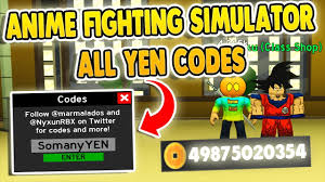 New 3 Secret Yen Codes Anime Fighting Simulator Roblox Youtube