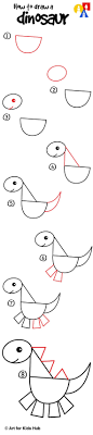 How To Draw A Dinosaur With Shapes Art For Kids Hub Art For Kids Hub Drawing For Kids Art For Kids