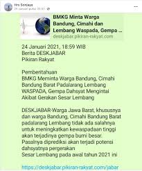 Jika ketiga segmen tersebut bergerak secara bersamaan, diperkirakan akan terjadi gempa bumi dengan kekuatan. Cek Fakta Beredar Kabar Gempa Bumi Dahsyat Terjadi Pada 2021 Dipicu Pergerakan Sesar Lembang Ini Faktanya