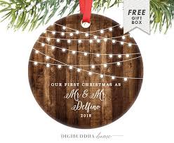 Rustic First Christmas As Mr Mrs Ornament Our First Etsy Newlywed Christmas Ornament Felt Christmas Ornaments First Christmas Ornament