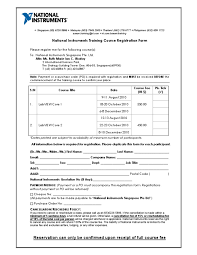 If the list includes directors residing in. National Instruments Training Course Registration Form Reservation Can Only Be Confirmed Upon Receipt Of Full Course Fee Payments Services Economics