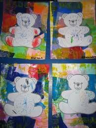 Fond Collage Papier De Soie Et Traces A La Fourchette Ours Art Plastique Art