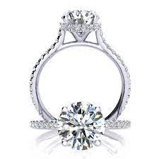 1 50ct Round Moissanite Cathedral Setting Diamond Hidden Halo Engagement Cathedral Setting Engagement Ring Round Halo Engagement Rings Womens Engagement Rings
