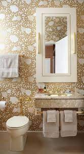 Rich Gold Rules In This Dramatic Space Asuka Wallpaper From Osborne Little With Its Stylize Powder Room Design Bathroom Design Small Eclectic Powder Room