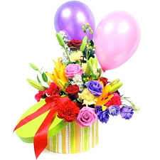Send new baby flowers online. Flowers And Balloons Send A Composition To Celebrate The Childbirth