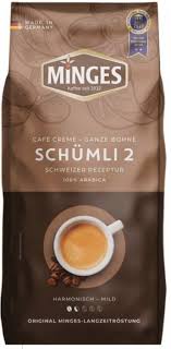 Buy whole bean, freshly roasted: 1kg Minges Schweizer Cafe Creme Schumli 2 Coffeebeans