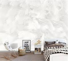 ᐂbeibehang aangepaste behang 3d foto muurschildering moderne minimalistische abstracte zuiver witte veer woonkamer papel de parede 3d behang a354