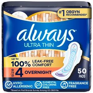 Always Ultra Thin Overnight Pads : Target