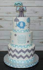 Baby Blue And Grey Elephant Themed Baby Shower Cake Baby Shower Cakes Shower Cakes Baby Shower Cakes Girl