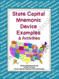 State Capital Mnemonic Device Examples And Activities Use This Resource To Help Your Class Or Child Learn The State Mnemonic Devices Mnemonics State Capitals