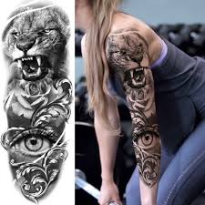 Tatouages Temporaires Pour Hommes Et Femmes Adultes Autocollant Style Gladiateur Guerrier œil Bras Complet Faux Animal Noir Aliexpress
