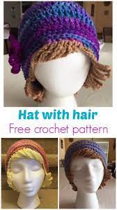 Crochet Chemo Hat With Hair Free Hat Pattern Crochet News Crochet Hats Crochet Wig Crochet Cap