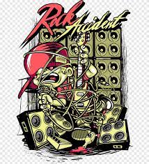 رسم توضيحي للحادث الصخري ملابس تيشيرت مطبوع على الرقبة طباعة كاريكاتير للموسيقى الزى ملصق png comic poster funky design print making