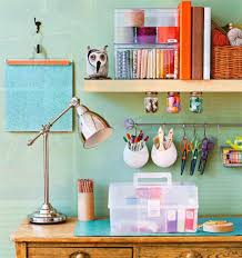 Craft room studio makeover with hidden storage via infarrantly. 23 Colorful Home Office Design Ideas Digsdigs