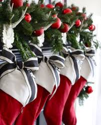 Red white christmas stocking personalized embroidered name connor. Simple Red Stocking With White Cuff Decorated With Striped Charcoal And White Ribbon And Red White Christmas White Christmas Decor Red Black White Christmas
