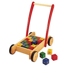 John Lewis Partners Wooden Baby Walker And Bricks Wooden Baby Walker Baby Einstein Toys Wooden Push Toys