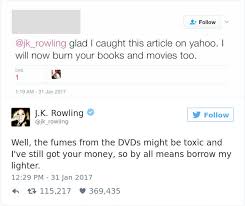 J k rowling is pretty active on twitter, and often enough releases new canon information there. Don T Even Try To Mess With J K Rowling On Twitter