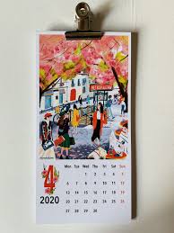 2020 Desk Calendar Office Calendar 2020 Monday Start Calendar 2020 12 Illustrated Calendar Cards Art Desk Calendar 2020 Holiday Gift Gifts For Art Lovers Wall Art Gift Miniature Calendar