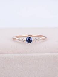 Sapphire Engagement Ring Rose Gold Cluster Diamond Ring Women Etsy Engagement Rings Sapphire Rose Engagement Ring Simple Bridal Jewelry