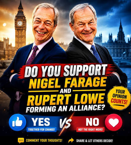 British politics has been jolted by Robert Lowe's public call for Nigel Farage to put past differences aside “for the good of the country.” With no formal deal confirmed, speculation is mounting