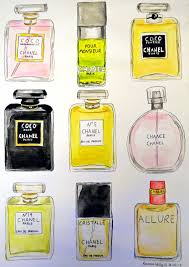 Cream modern abstract shapes water bottle label. Chanel Bottle Watercolour Perfume Art Chanel Wall Art Chanel Art Print